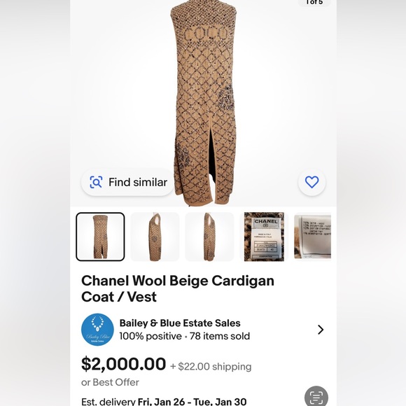 COPY - Coco Chanel long size 42 xl duster sweater wool blend so amazing cardigan - Picture 2 of 12